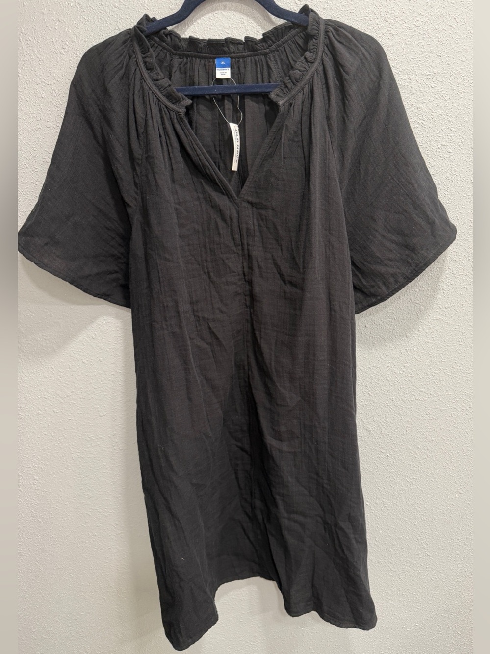 Old Navy | Women’s Black Short Sleeve Crinkle Gauze Swing Dress Size XL, NWT